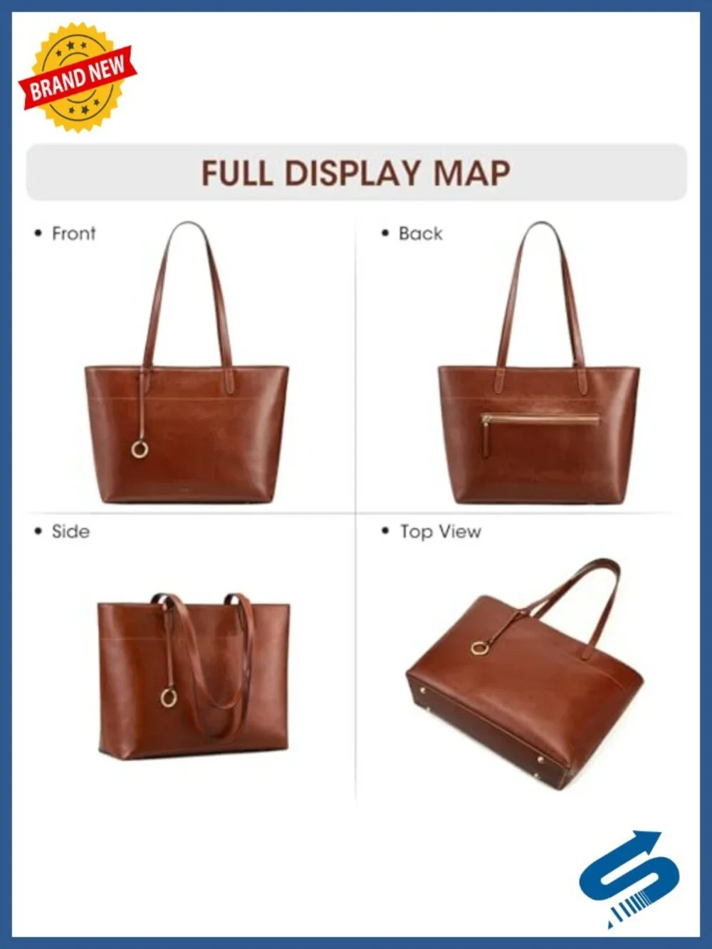 Genuine Leather Work Tote for Women Large Spacious with Zip Compartment